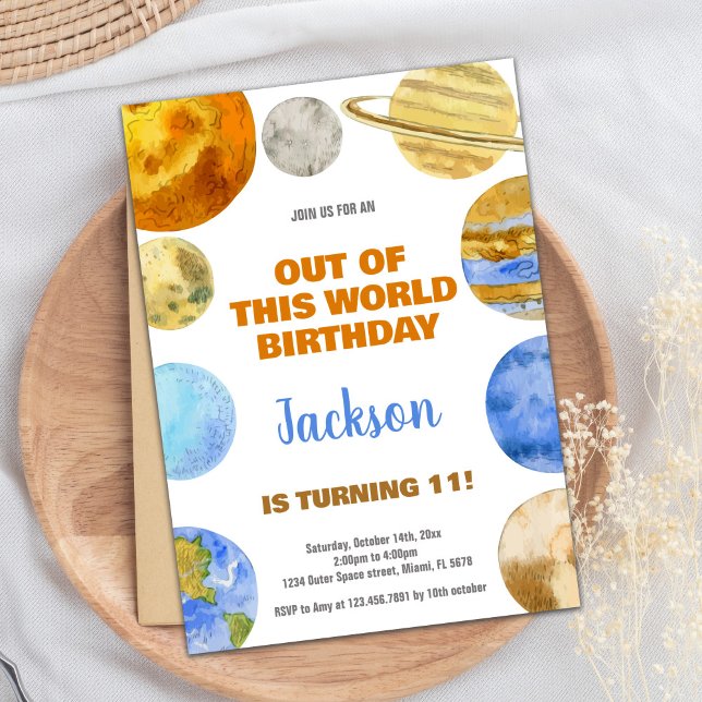 Orange Outer Space Birthday Invitations (Orange Outer Space Birthday Invitations)
