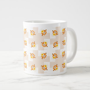 Orange Owl Illustration Pattern Large Coffee Mug