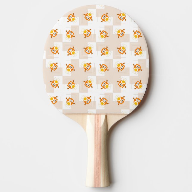 Orange Owl Illustration Pattern Ping Pong Paddle (Front)