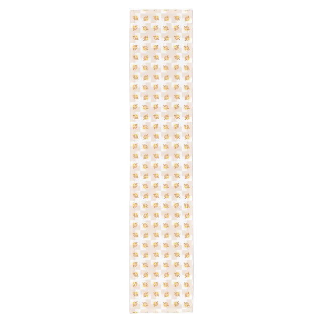 Orange Owl Illustration Pattern Short Table Runner (Front)