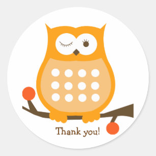 ORANGE OWL Round Favour Sticker Envelope Seal