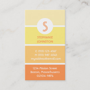 Orange paint chip modern monogram personal calling business card
