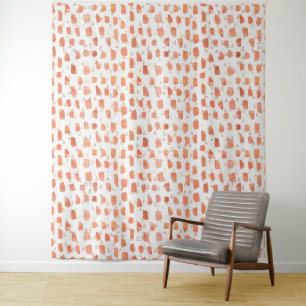 Orange Paint Dots Gold Triangles Pattern Tapestry