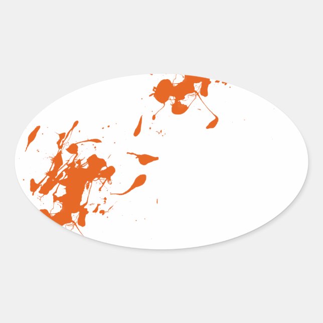 Orange paint splash oval sticker (Front)