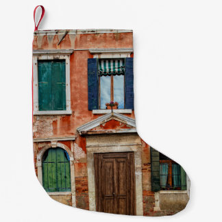 ORANGE PAINTED BUILDING FACADE SMALL CHRISTMAS STOCKING