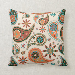 Orange Paisley Cushion