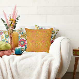 Orange paisley  cushion