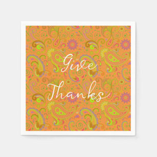 Orange paisley custom napkin