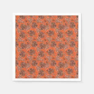Orange paisley damask floral orientated ethnic napkin
