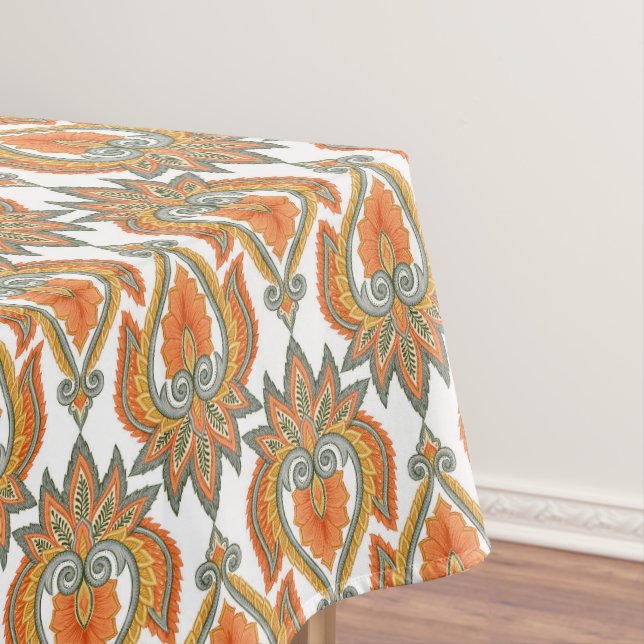 Orange Paisley Pattern Tablecloth (In Situ)