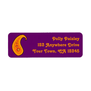 Orange Paisley Return Address Label