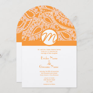 Orange Paisley Wedding Invitation