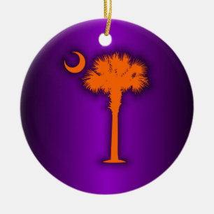 Orange Palmetto Ceramic Ornament