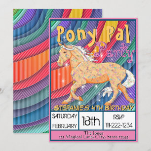 Orange Palomino Birthday II (colourful abstract) Invitation