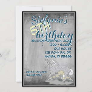 Orange Palomino Birthday III (grey grunge goth) Invitation