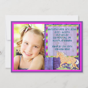 Orange Palomino Birthday( purple wood/pic) Invitation