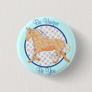 Orange Palomino (blue/purple) 3 Cm Round Badge
