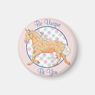 Orange Palomino Horse (pink/blue) Magnet