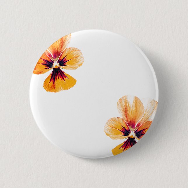 orange pansies 6 cm round badge (Front)