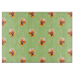 orange pansies cutting board