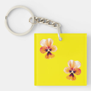 orange pansies key ring