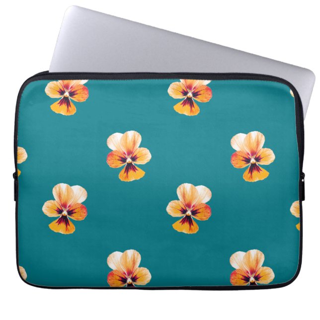 orange pansies laptop sleeve (Front)
