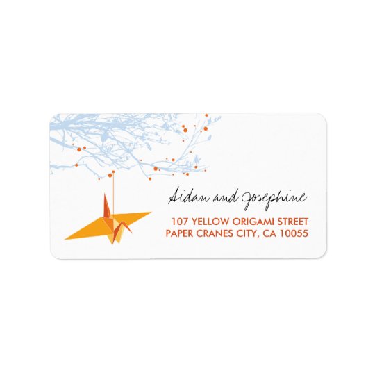 Orange Paper Cranes Origami Tree Wedding Labels