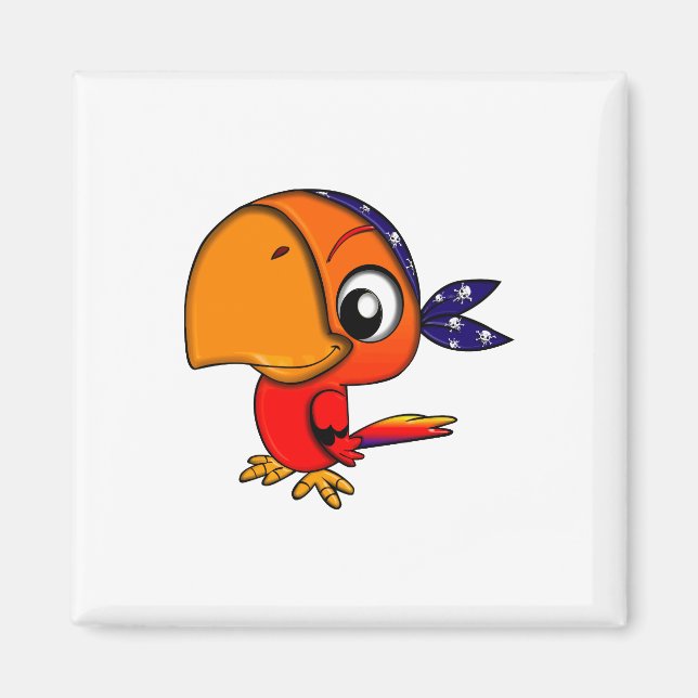 Orange parrot cartoon magnet (Front)