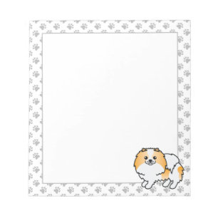 Orange Parti-Colour Pomeranian Cute Cartoon Dog Notepad