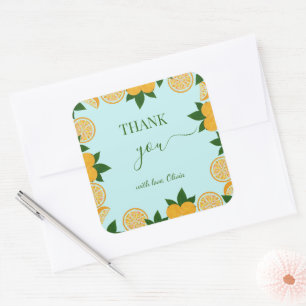 Orange Party Fruit Fresh Baby Shower Gift  Square Sticker