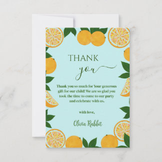 Orange Party Fruit Fresh Baby Shower Thank You Card