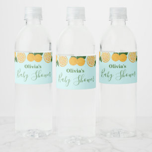 Orange Party Fruit Fresh Baby Shower Water Bottle Label