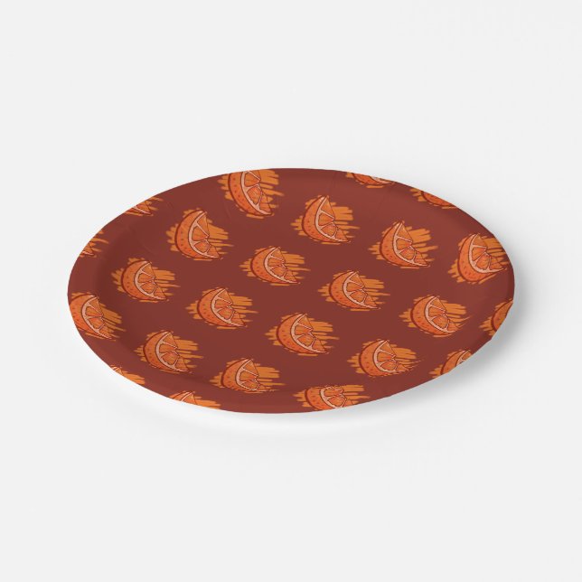 Orange Party Suppiies Paper Plate (Angled)