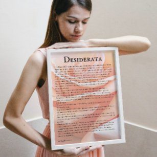 Orange Pastel Rose and Desiderata Poem Poster