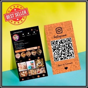 Orange Pastry Chef Instagram Caterer QR Business Card