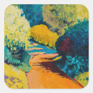 Orange Path Square Sticker