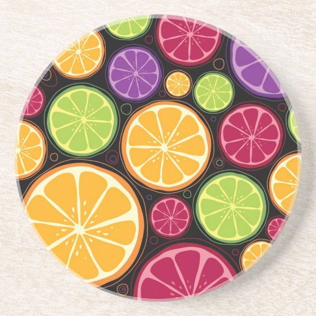 Orange pattern and background coaster (Front)