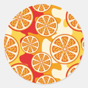 Orange pattern classic round sticker
