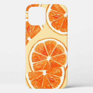 orange pattern fruit, diet food watercolor illustr iPhone 12 case