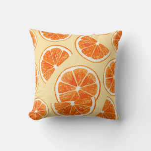 orange pattern fruit, diet food watercolor illustr cushion