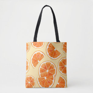 orange pattern fruit, diet food watercolor illustr tote bag