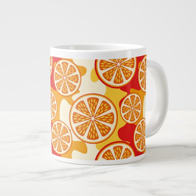Orange pattern large coffee mug (Front Right)