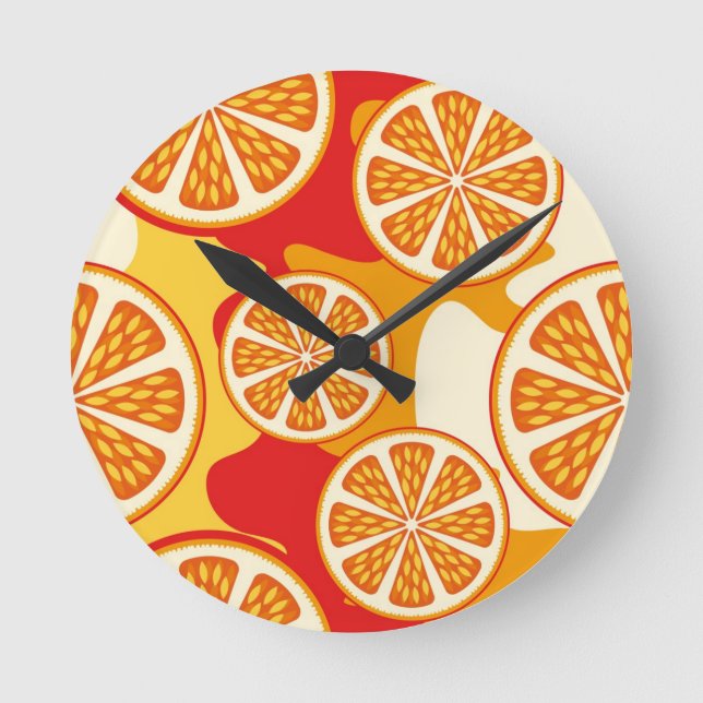Orange pattern round clock (Front)