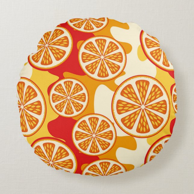 Orange pattern round cushion (Front)