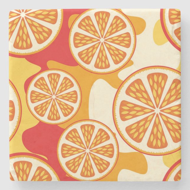 Orange pattern stone coaster (Front)
