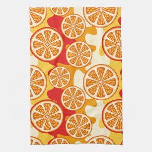 Orange pattern tea towel