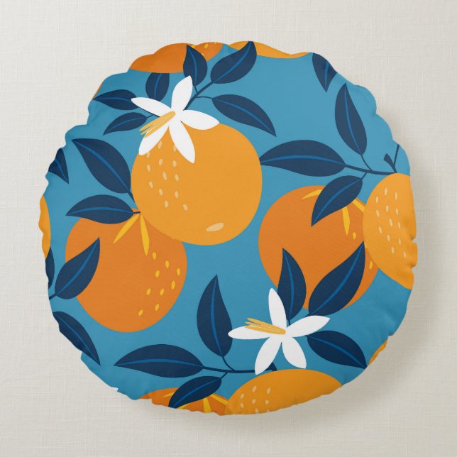 Orange pattern: vintage seamless texture round cushion (Front)