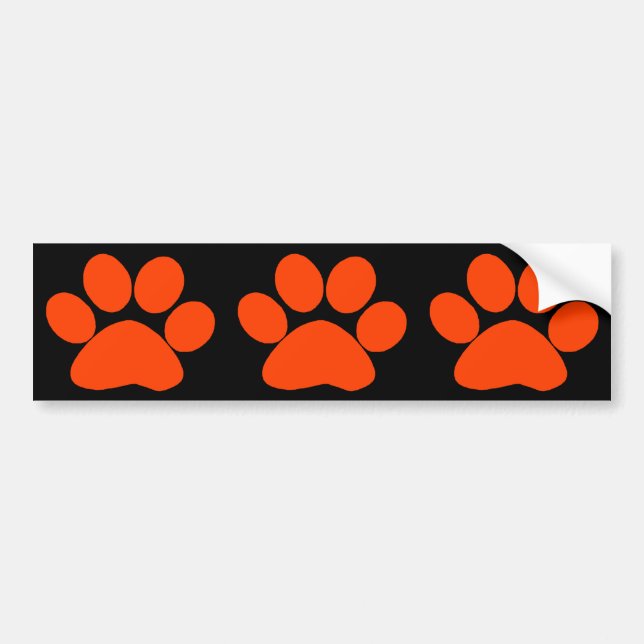 Orange Paw Print Bumper Sticker (Front)