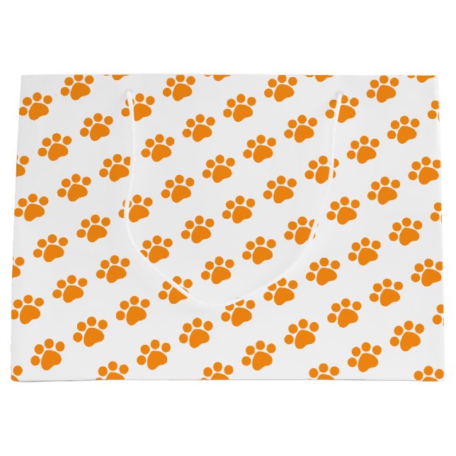 Orange Paw Print Pattern Large Gift Bag (Front)
