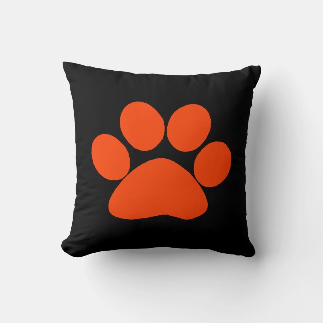 Orange Paw Print Pillow (Front)